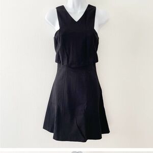 Sandro Dress Womens Small Black Ribbed Fit and Flare Skater Mini Exposed Zipper